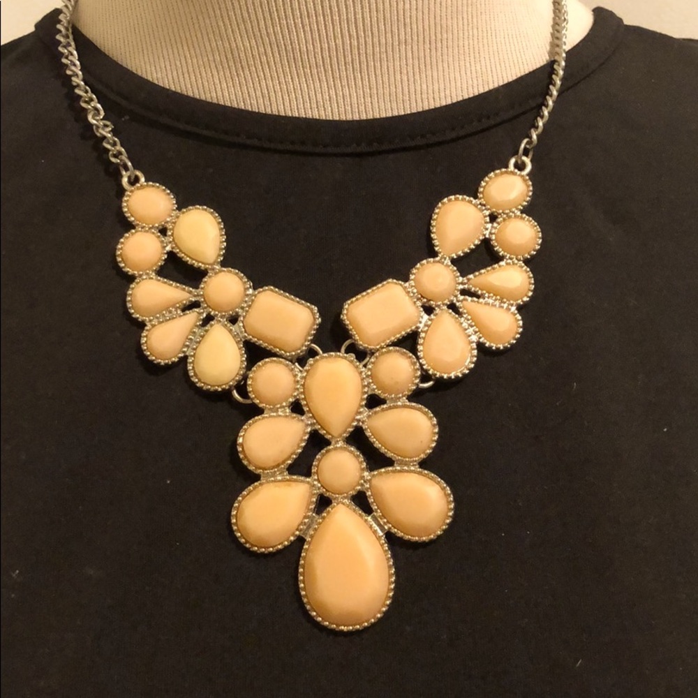 Cream tan gold statement necklace